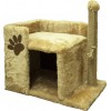 Дом для кошек прямоугольный маленький с лежанкой  и когтеточкой,мех одн.Зооник (470*330*500) Бежевый Э22246-1