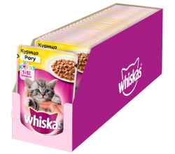 Whiskas влажный корм для котят рагу курица 28шт 85г