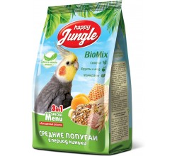 Корм Happy Jungle для средних попугаев во время линьки 500 г