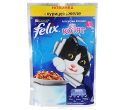 Felix влажный корм Феликс для котят с курицей в желе, 85 г.