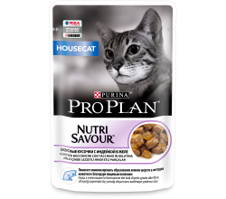 Влажный корм для кошек Pro Plan Nutrisavour Housecat, для живущих в помещении, с индейкой (кусочки в желе) 85 г