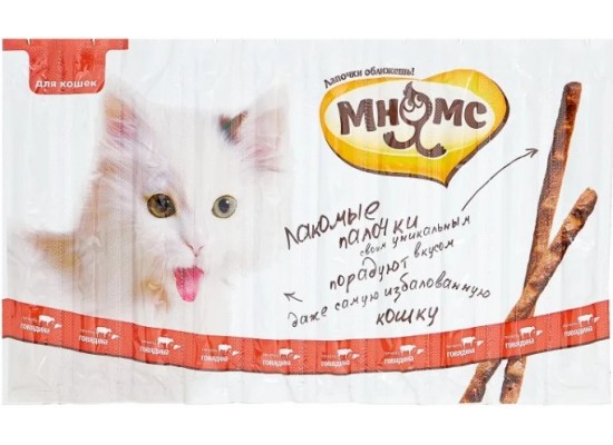 Зубное Лакомство Палочка Мнямс для кошек говядина печень 13,5см 10*5г