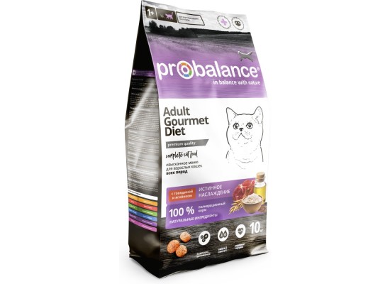Сухой корм ProBalance Gourmet diet  для кошек c говядиной и кроликом, 10кг (2122)
