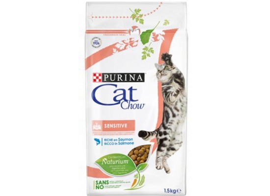 Сухой корм CAT CHOW для кошек с  чувствительным пищеварением  Лосось 1.5кг