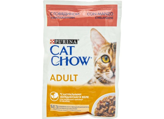 Корм Cat Chow Adult говядина и баклажаны 85 г