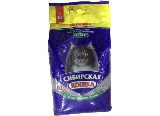 Наполнитель Сибирская Кошка Супер (комкующ) 10кг 