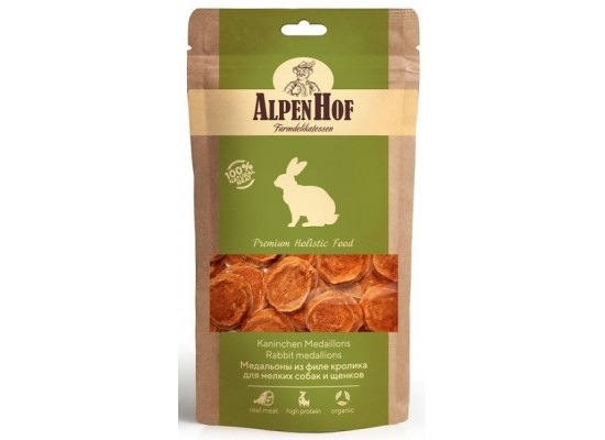 Лакомство AlpenHof A512 для мелких собак и щенков медальоны из филе кролика 50 г