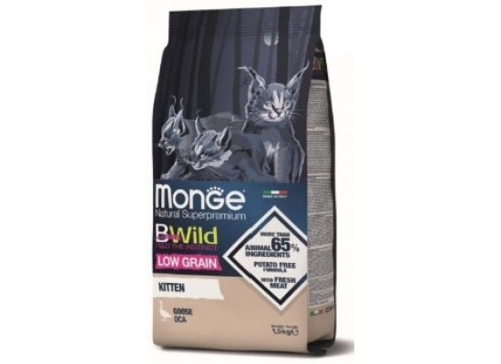 Monge Bwild Low Grain Kitten Goose для котят гусь 1.5 кг