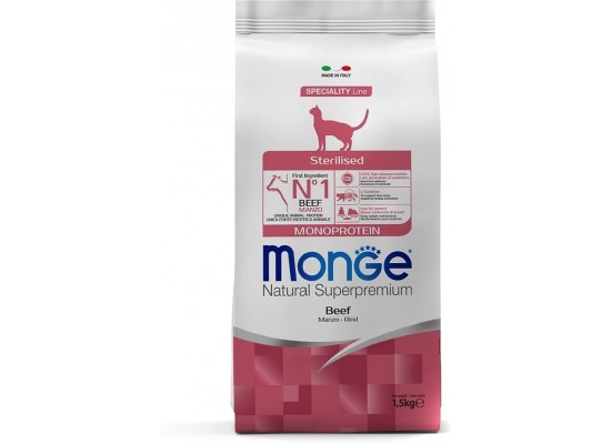 Корм Monge Cat Monoprotein Sterilised Beef с говядиной 1.5 кг