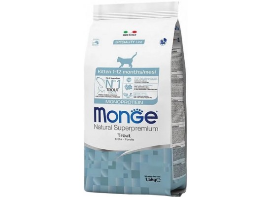 Корм Monge Natural Superpremium Monoprotein монопротеиновый для котят форель 1.5 кг