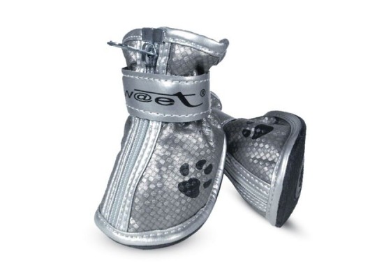 YXS082-3 Ботинки для собак серебряные с "лапками",55*45*55мм (уп.4шт),Triol